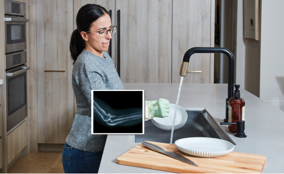 Woman washing dishes